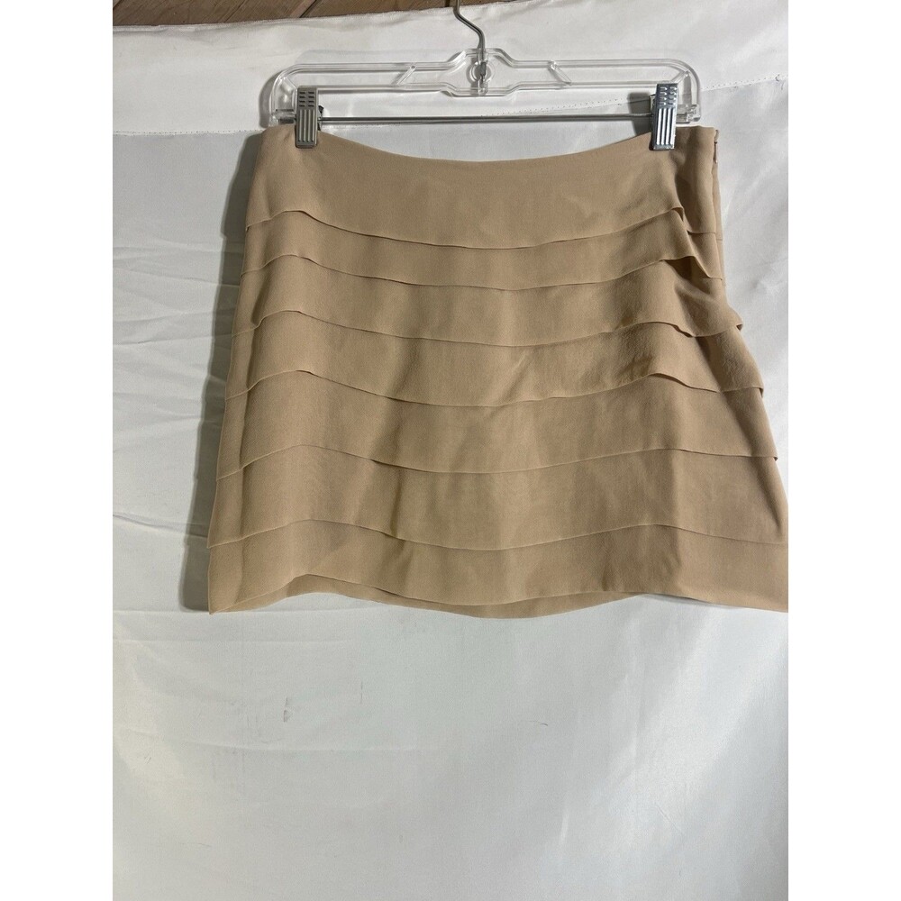 Kookai Skirt Woman's 36 (6/8) Beige Silk Mini Pleated Layered Made in France